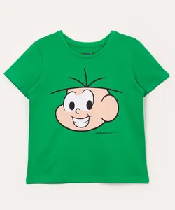 camiseta de algodão infantil cebolinha manga curta verde 4