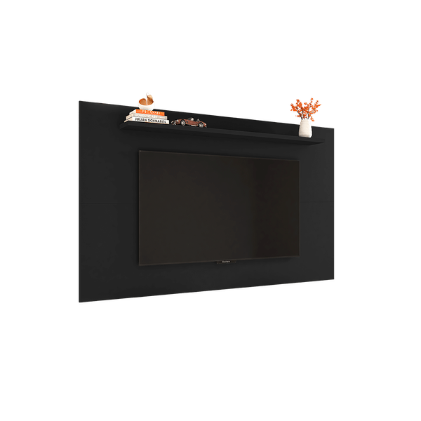 Painel para Tvs até 65'' com Prateleira, Pintura UV, MDP - Elegant Preto Fosco
