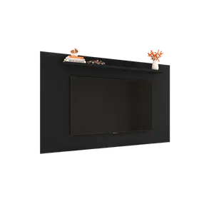 Painel para Tvs até 65'' com Prateleira, Pintura UV, MDP - Elegant Preto Fosco