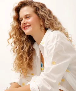 camisa saída de praia com bordados off white GG