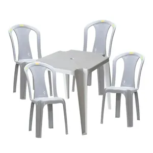 Kit com Mesa Octógono e 4 Cadeiras Tabatinga Sem Braço Plástica Branca - Plastex