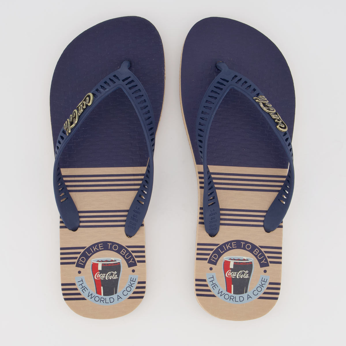 Chinelo Coca Cola Milos Bege e Marinho