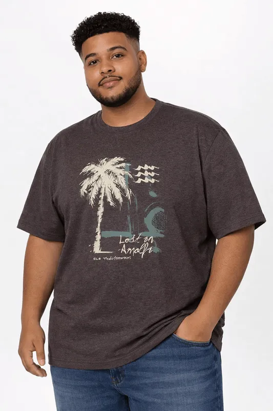 Camiseta Manga Curta Plus Size Masculina MARROM G3