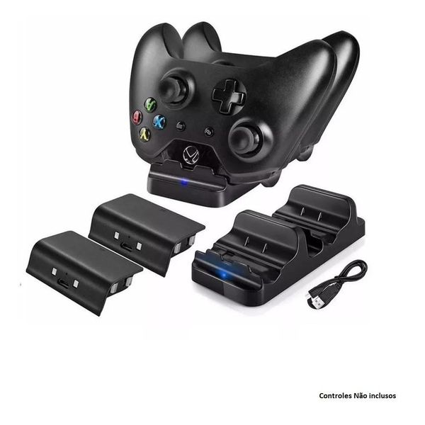 Carregador Dual Power Dock com 2 Baterias para Controle Xbox One Dobe 300mah