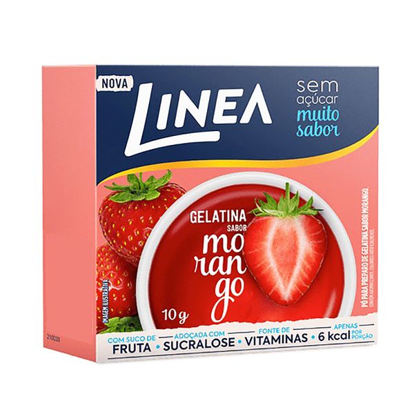 Gelatina Sabor Morango Zero Açúcar Linea 10g