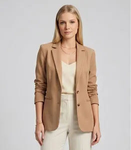 Blazer Feminino Alfaiataria Manga Longa Endless Marrom P