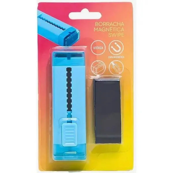 Borracha Magnética Maxprint Swipe com Capa Protetora e Ímã Integrado para Quadro Branco Tamanho Compacto Preto Borracha Magnética Maxprint Swipe com Capa Protetora e Ímã Integrado Tamanho Compacto Preto
