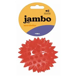 Brinquedo Jambo Pet Bola Espinho com Som Vermelho Pequena 1 Unidade
