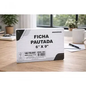Ficha Pautada 6'' X 9'' Papel 150g-m2 100 Folhas para Anotações Capa Simples e Funcional Branco Ficha Pautada 6'' X 9'' Papel 150g-m2 100 Folhas para Estudos e Fichamentos Branco