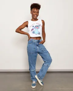Calça Jeans Feminina Vizzy Destacável Azul 44