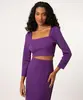 top cropped manga 3/4 roxo GG