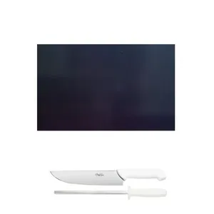 Tabua Corte LISA polietileno Preta e faca com chaira - 60x40