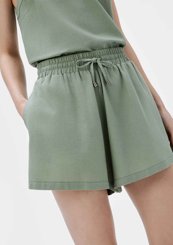 Shorts Feminino Evasê Cós Elástico - Verde 034