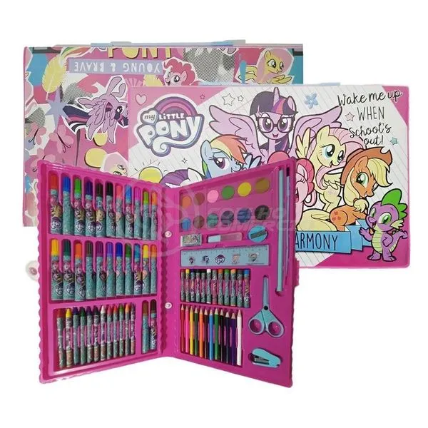 Maleta Estojo Escolar Smart Tech My Little Pony Elements Harmony No15 com Itens de Desenho e Pintura 35CM X 23CM Rosa Maleta Estojo Escolar Smart Tech My Little Pony Elements Harmony Nº15 com Acessórios de Arte 35CM X