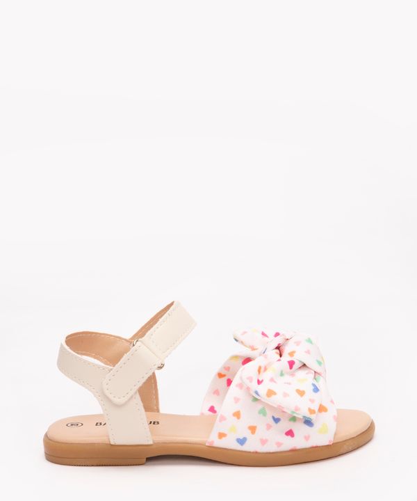 sandália infantil corações com laço branco 25