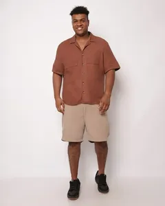 Bermuda Plus Size Masculina Sarja Reta Marrom G2