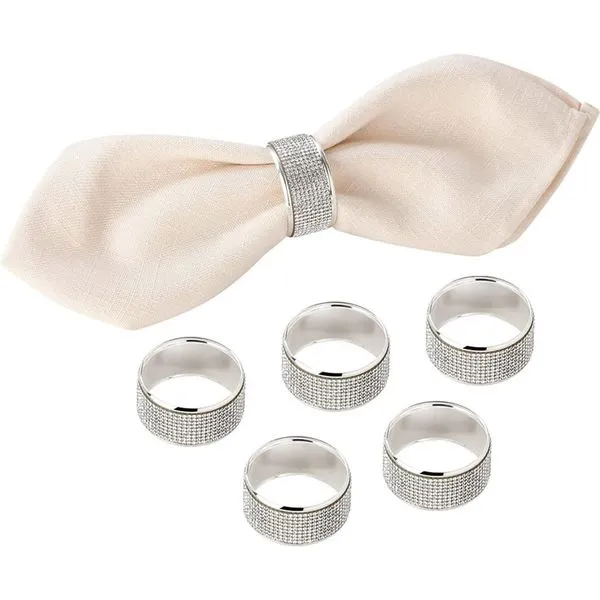 Porta-Guardanapo 6 Unidades Joyindecor Strass Prata A-BI