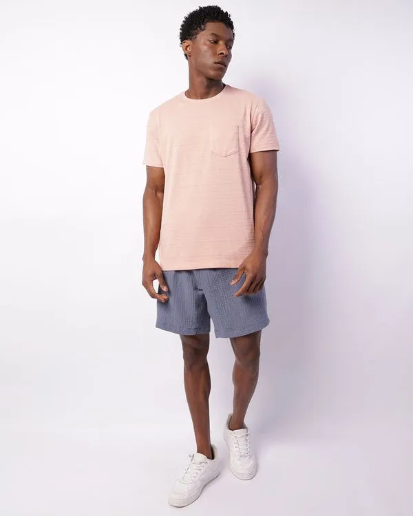 Short Masculino Reto Algodão Texturizado Marinho P