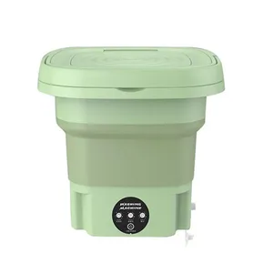 Mini Máquina De Lavar Silenciosa Dobrável Portátil 9 Litros Cor:verde