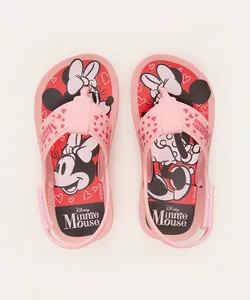 chinelo infantil minnie mouse com velcro rosa 23-24