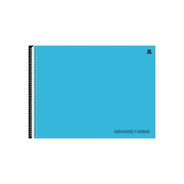 Caderno de Cartografia e Desenho Animativa Capa Lisa Espiral 60 Folhas Azul Caderno de Cartografia e Desenho Animativa Capa Lisa 60 Folhas Azul