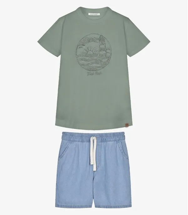 Conjunto Infantil Camiseta Com Bermuda Trick Nick Verde 6