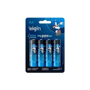 Pilha Ultra Alcalina Elgin AA LR6 1,5V Alta Durabilidade Energia Estável Blister com 4 Unidades Pilha Ultra Alcalina Elgin AA LR6 1,5V Alta Durabilidade Blister com 4