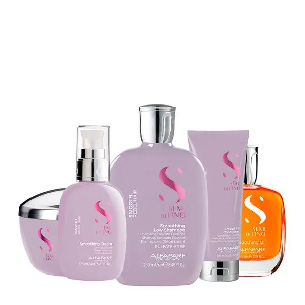 Kit Alfaparf Milano Professional Semi Di Lino Smooth Smoothing Home Care - 5 Produtos Kit