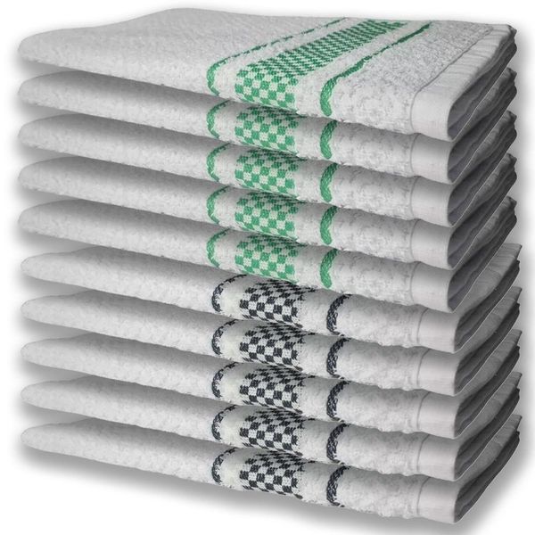10 Panos De Prato Atoalhado Felpudo Premium 5 Verde 5 Preto