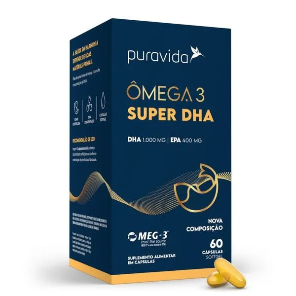 Suplemento Alimentar Puravida Ômega 3 Super DHA 60 Cápsulas