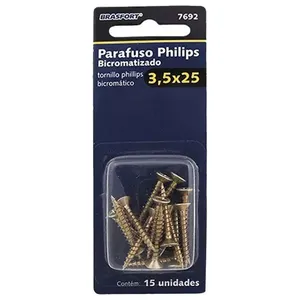 Parafuso Philips Bicromatizado 3,5X25 com 15 Peças - Brasfort