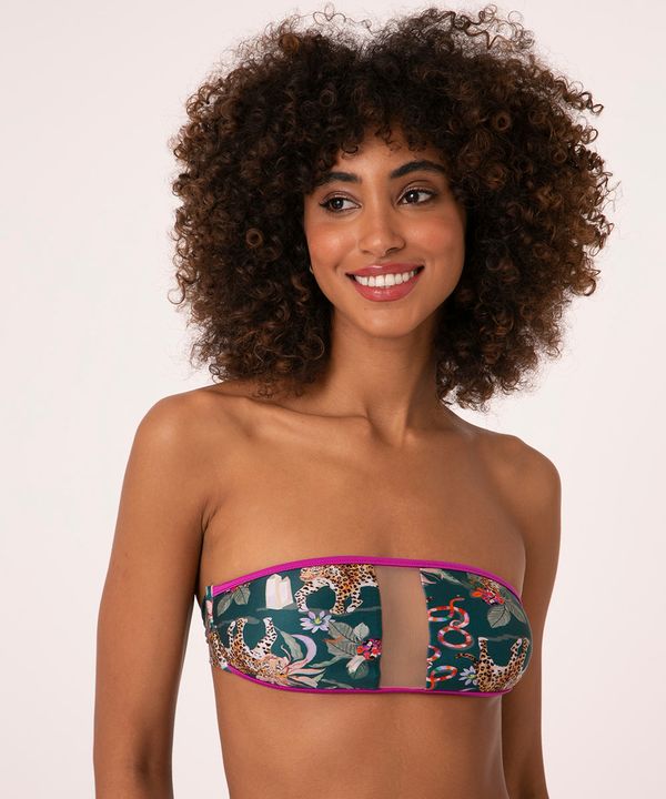 biquíni top faixa tule floresta com proteção uv50+ verde P