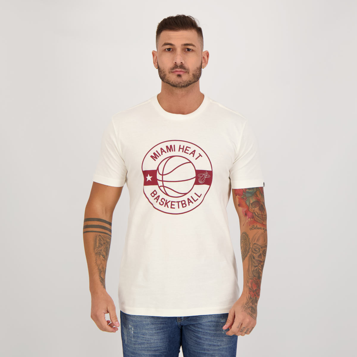 Camiseta New Era NBA Miami Heat Classic Bege