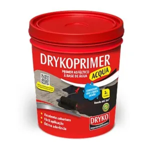 Primer Asfáltico para Mantas Base Água Drykoprimer Dryko PRIMER ASFALT AGUA DRYKOPRIMER 1L LAJES E TELHADOS