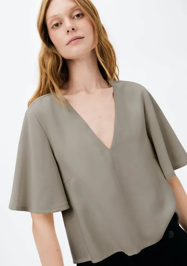 Blusa Feminina Manga Sino Em Peach Touch - Cinza XG