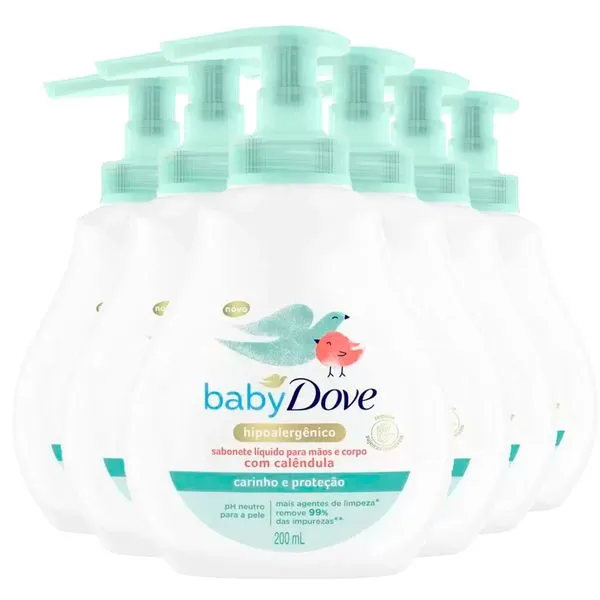 Kit Sabonete Líquido Baby Dove Hidratação Sensível 200ml - 6 Unidades