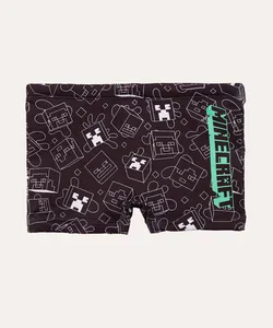 sunga boxer infantil minecraft proteção uv preta 10