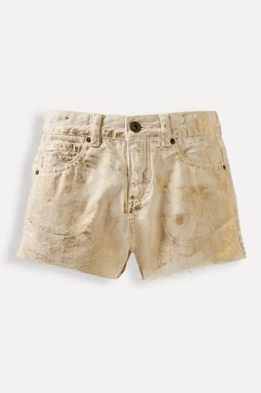 Short Menina Gold Foil Areia - 16