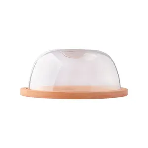 Boleira Redonda Futuro Base Bambu Tampa Plástica 19x19x7,5cm LM1789 - honeyhome