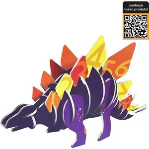 Quebra-cabeça Cartonado 3D Dino 35 Peças com Efeito Tridimensional 44x24,5cm Homeplay Quebra-cabeça 3D Dino 35 Peças Cartonado 44x24,5cm Homeplay