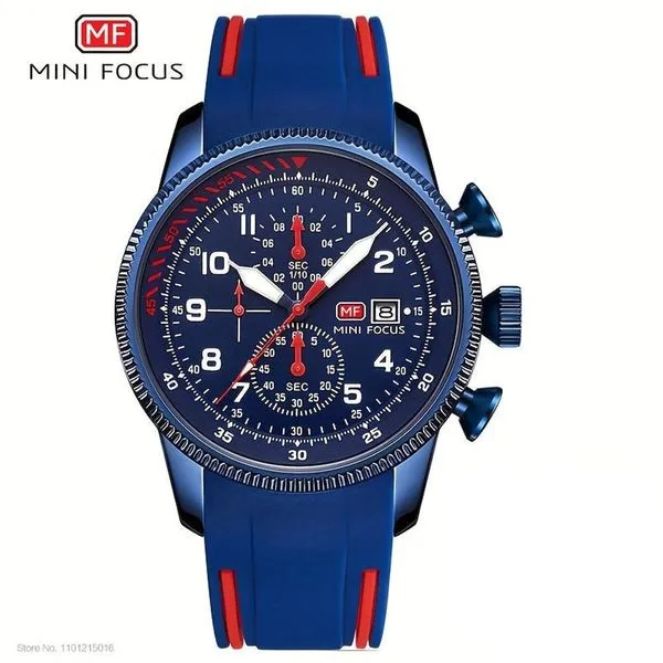 Relógio de Pulso Masculino de Quartzo à Prova D'água 3atm Cronógrafo Luminoso Data Automática Azul Vermelho Mini Focus Relógio de Pulso Masculino de Quartzo Cronógrafo à Prova D'água 3atm Azul Vermelho Mini Focus