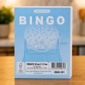 Cartela de Bingo 96 Folhas em Papel Offset 56G-M2 Formato 90MM X 112MM Azul Animativa Cartela de Bingo 96 Folhas Papel Offset 56G-M2 Azul Animativa