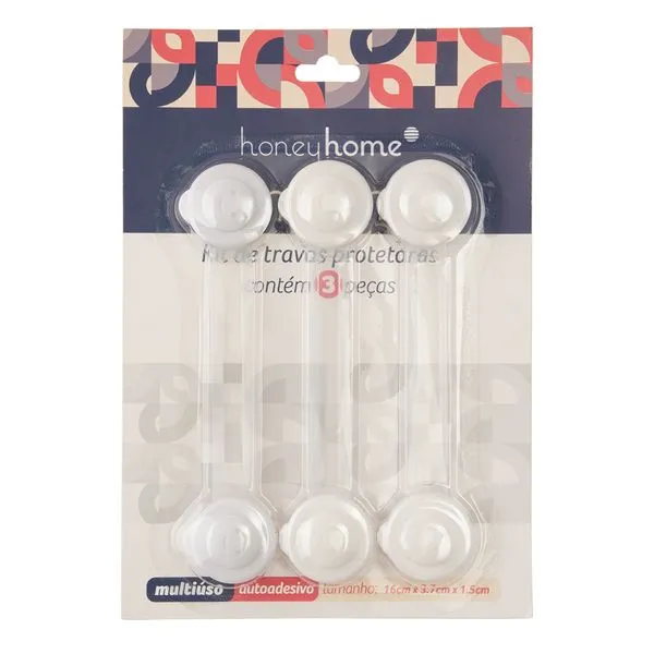 Kit Protetores 3 Peças Ambiente Branco Plástico ABS/PVC 16x3,7x1,5cm LM3561AMB - honeyhome