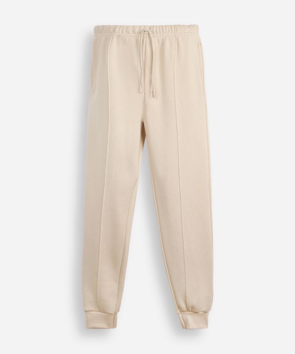 calça jogger juvenil de moletom com nervura bege 14