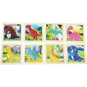 Quebra-Cabeça de Madeira Dinossauro Pacote com 10 Unidades 9 Peças em MDF Toy Mix Quebra-Cabeça de Madeira Dinossauro Pacote com 10 em MDF Toy Mix
