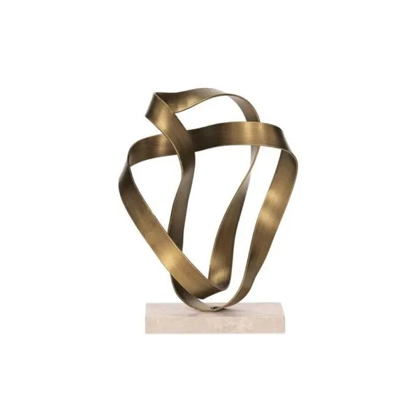 Escultura Em Metal E Pedra Dourado 19,5x25,5cm Mart