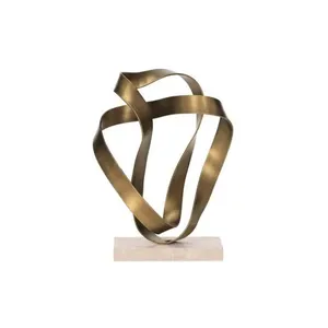 Escultura Em Metal E Pedra Dourado 19,5x25,5cm Mart