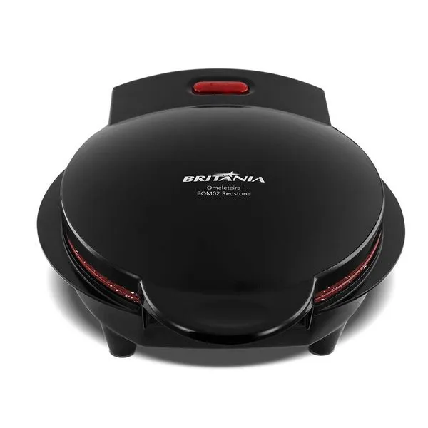Omeleteira Elétrica BOM02P para 2 Omeletes Revestimento Antiaderente Redstone Preto Britânia 750W Omeleteira Britânia Antiaderente Redstone 750W BOM02P 220V