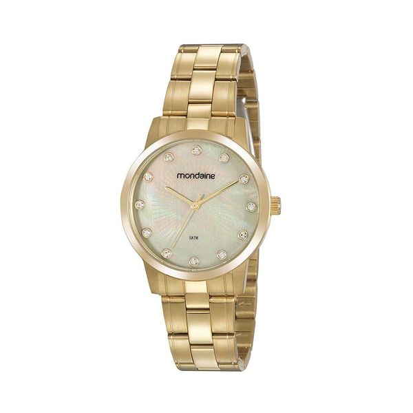 Relógio Feminino Cristais Aço Dourado