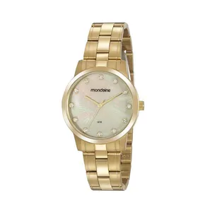 Relógio Feminino Cristais Aço Dourado